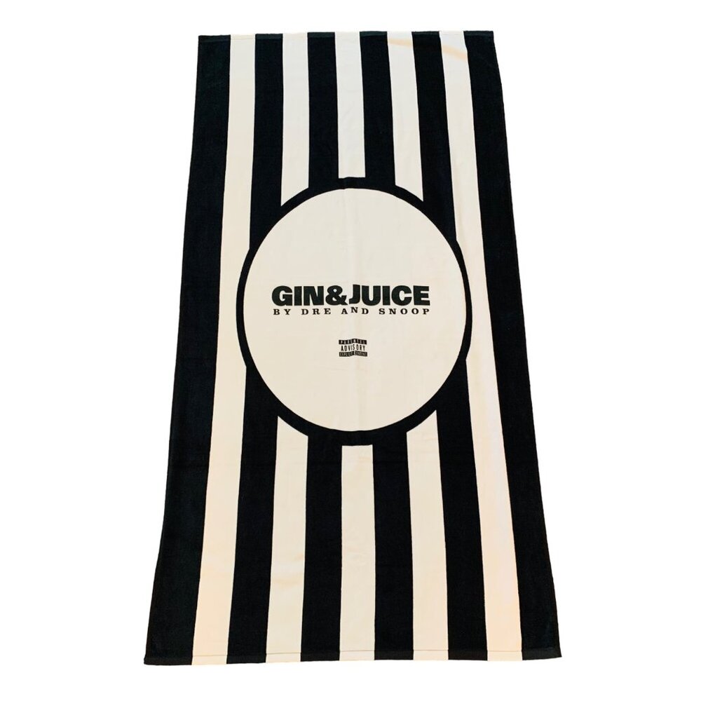 Gin Juice Beach Towel Dre Snoop Black White Striped Terry Cloth Pool Party Gift
